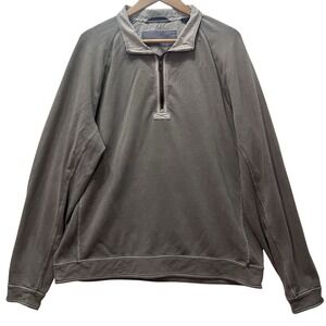 Tommy Bahama Pullover Light Gray‎ Crew Neck Zip Knit Cotton Blend Casual Top XL